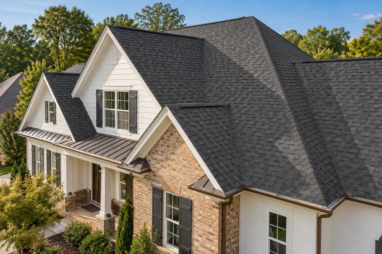 AI-generated house with asphalt shingle roofing