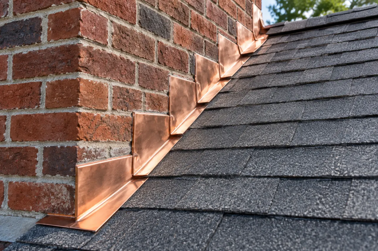 AI-generated illustration: A closer look at flashing, transitions, and the surrounding roof.