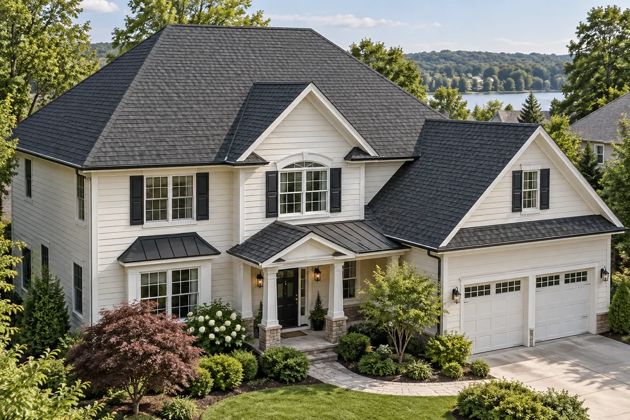 AI-generated illustration: Consider the entire roofing system, along with its finished appearance.